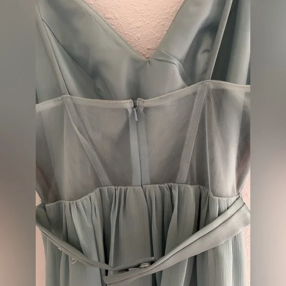 White by Vera Wang dusty baby blue V-Neck Pleated Maxi Dress - Picture 4 of 8